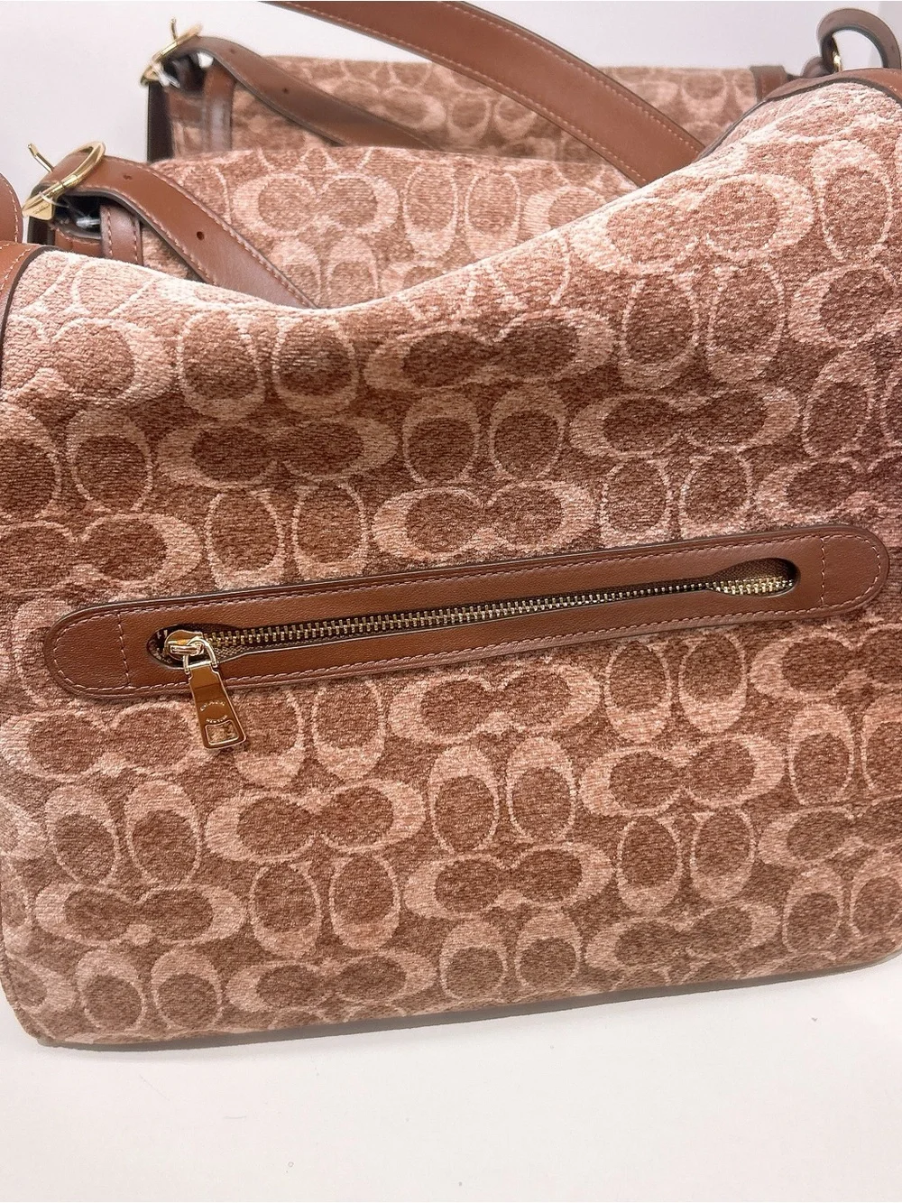 Coach Etta Flap Bag In Signature Chenille light khaki